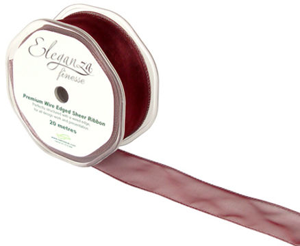 32mm x 20m Burgundy - Ribbons